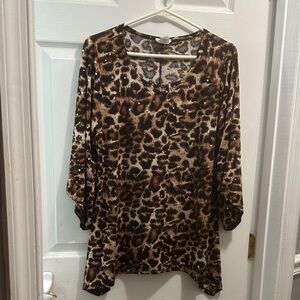 Leopard Print Long Sleeve Top